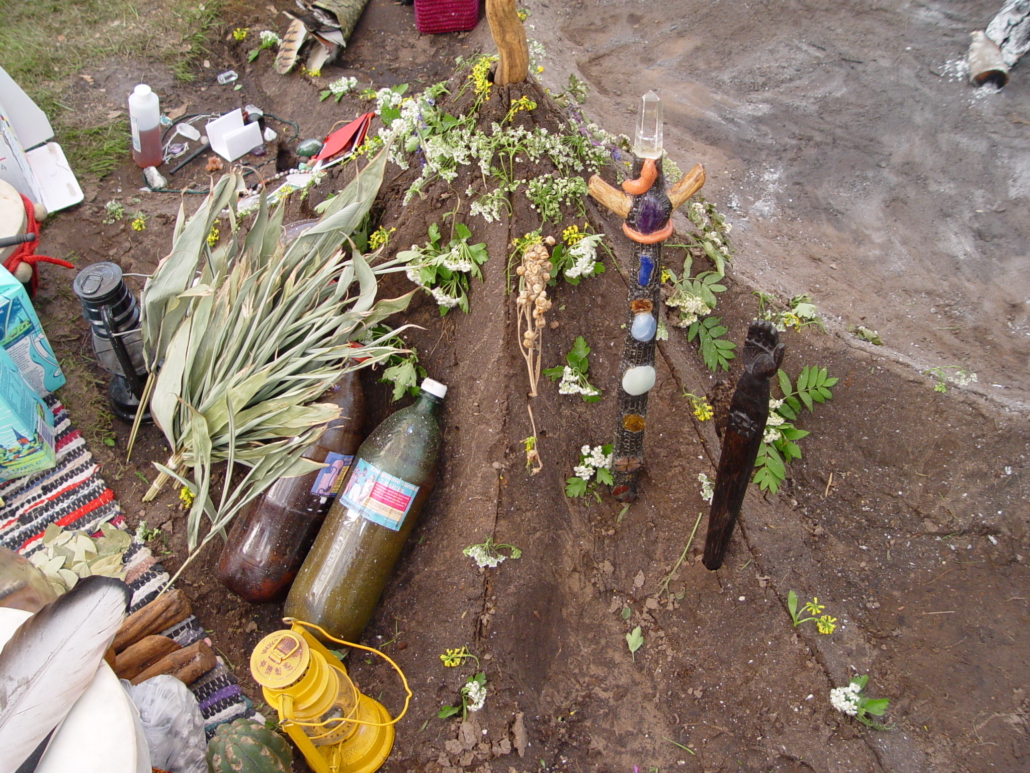 Ayahuasca ceremony altar